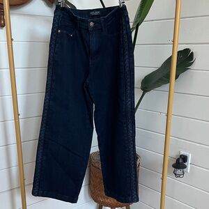 Judy Blue Dark Navy Wide Leg Jeans with Side Trim